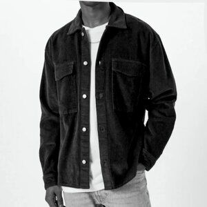 Abercrombie & Fitch Black Corduroy Shirt Jacket in Medium